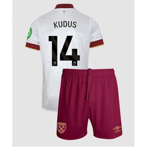 Fotbalové Dres West Ham United Mohammed Kudus #14 Dětské Alternativní 2024-25 Krátký Rukáv (+ trenýrky)